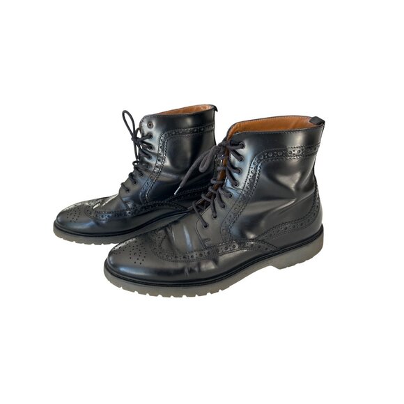 Kurt Geiger Jeremiah Brogue Boots Grunge Men's Size 41 Leather Black Wingtip - Picture 4 of 9